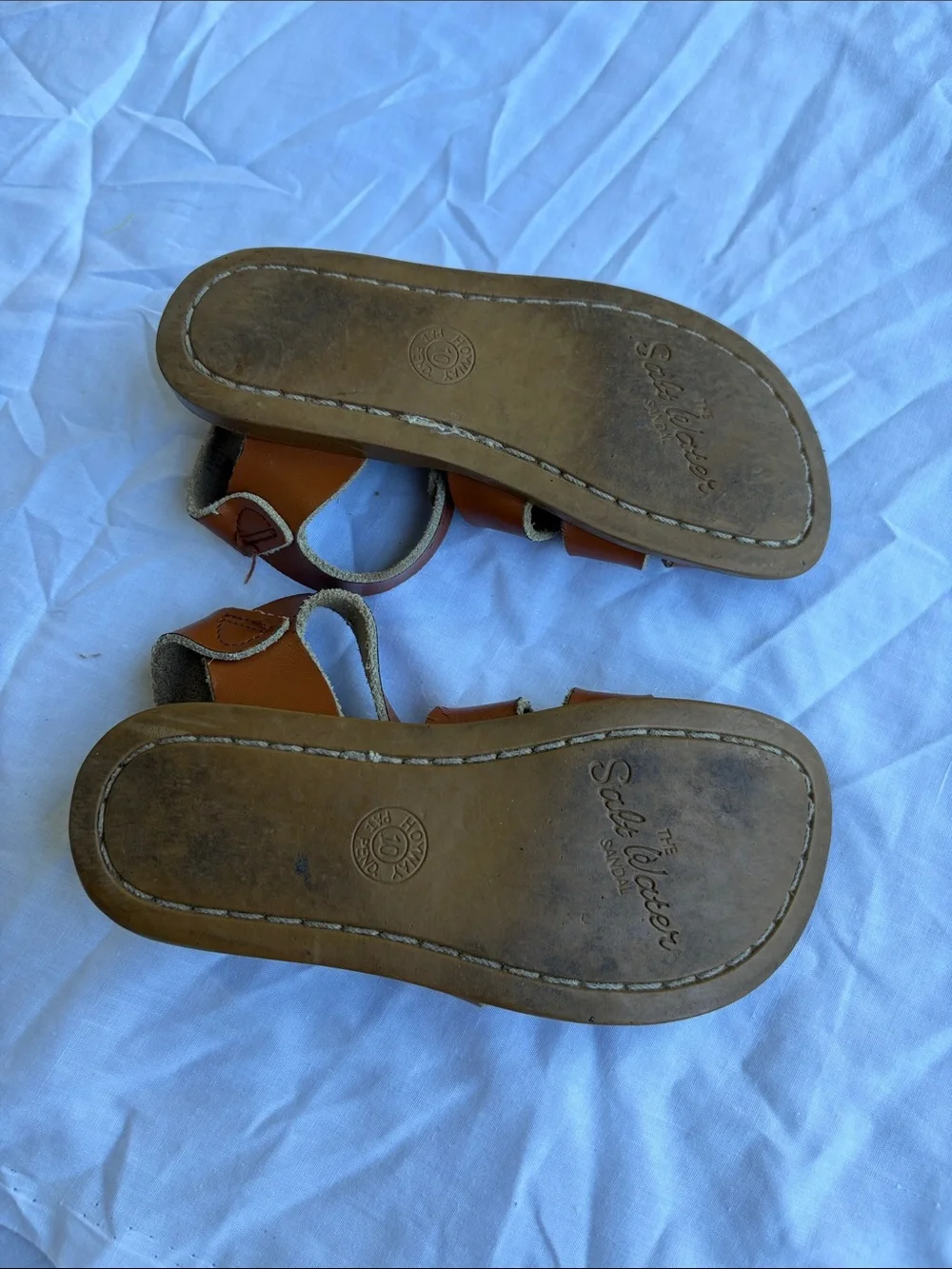 saltwater LUXE Tan Leather Strappy Kids Sandals